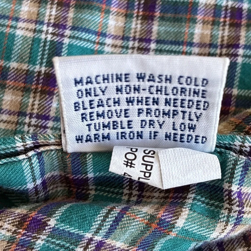 Ralph Lauren Button Down Plaid Green Blue Check Men's Size L 46 chest